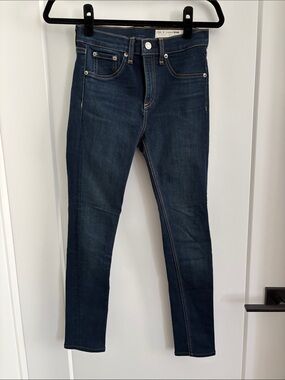 rag & bone Dark Blue High Rise Skinny Jeans - high rise skinny